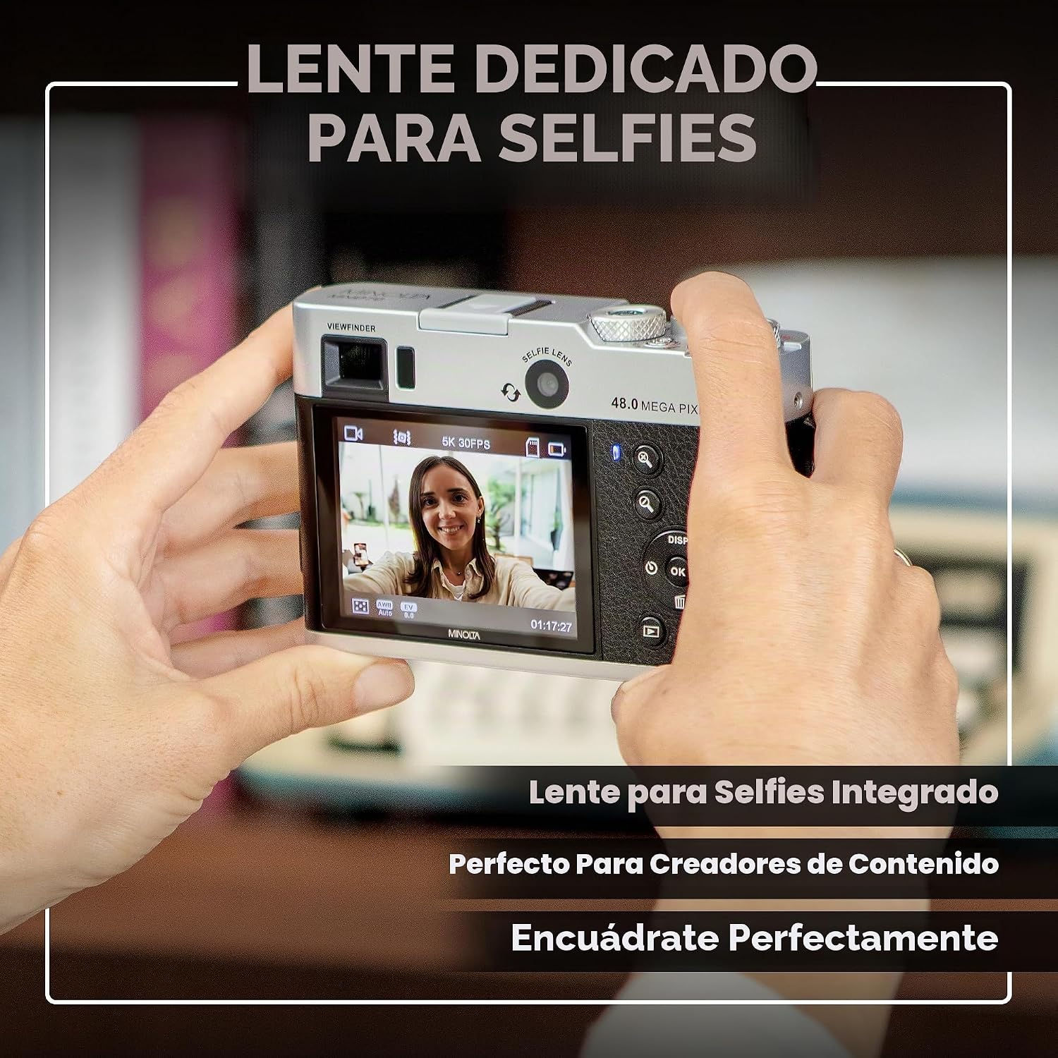 Minolta MND70 Retro Wi-Fi UHD Cámara Digital De Doble Lente - Plata...