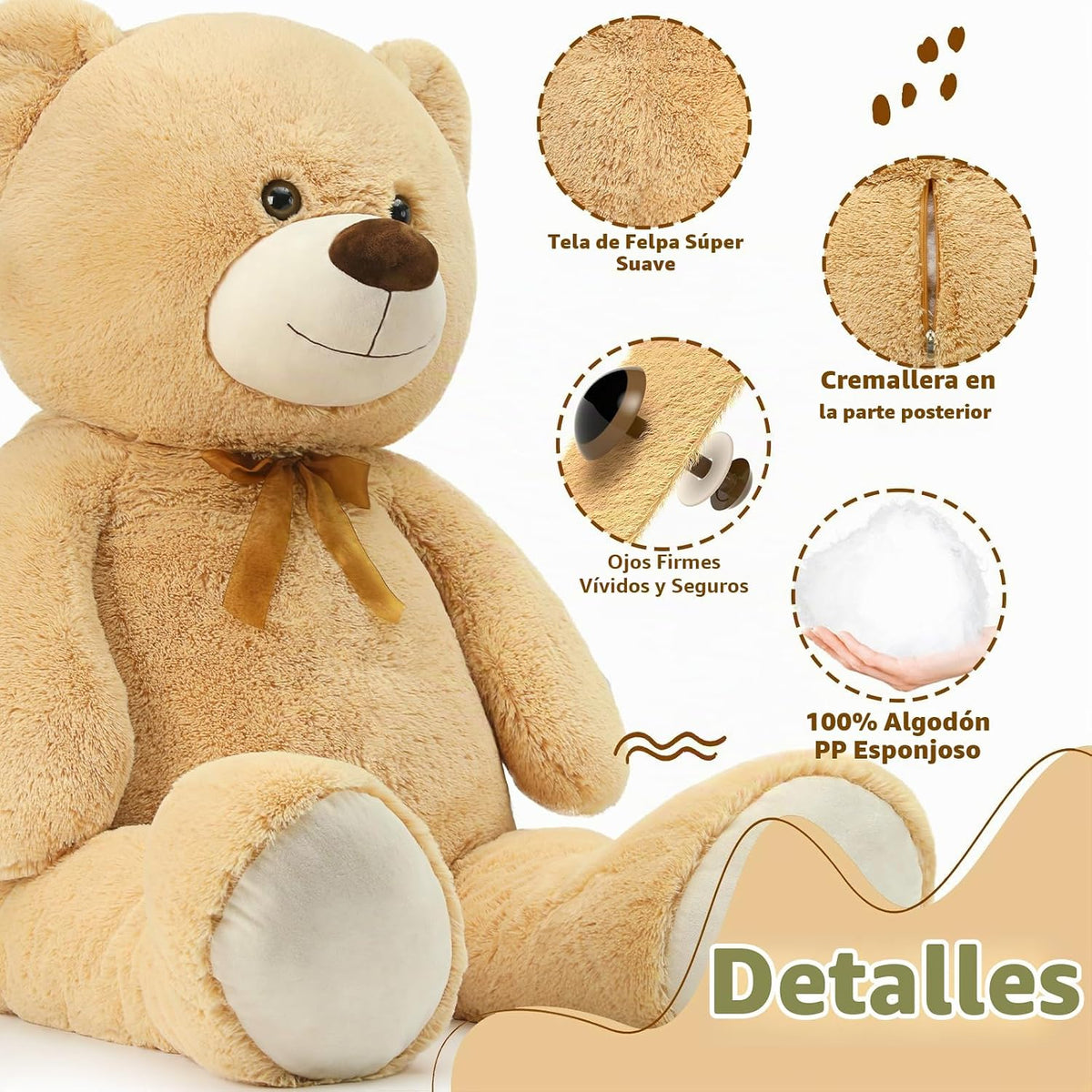 MorisMos Oso de Peluche Gigante Animal de Peluche 4 Pies, 51'&#...