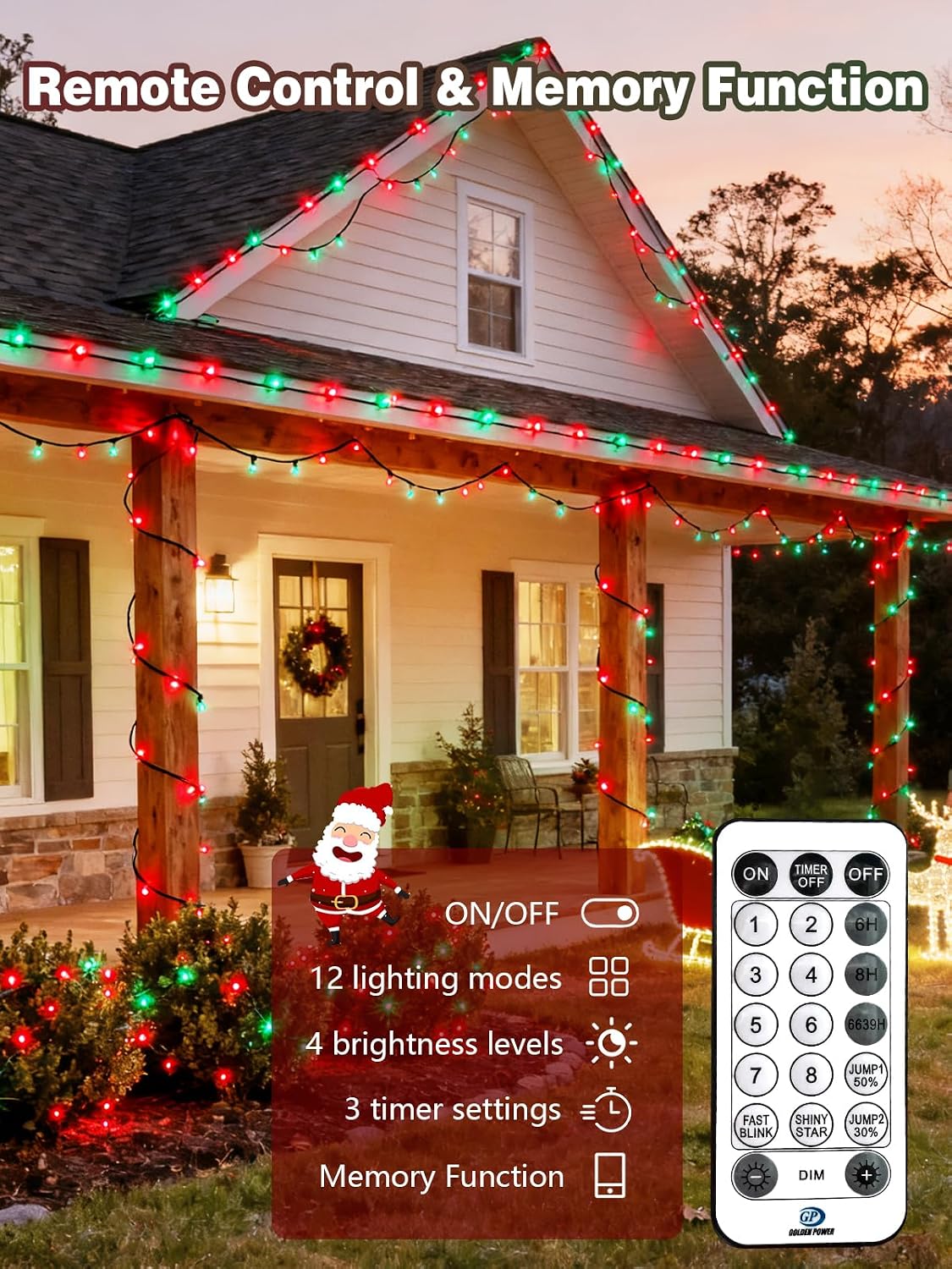 Guirnalda de luces navideñas de 300 LED, 99 pies, controladas por v...