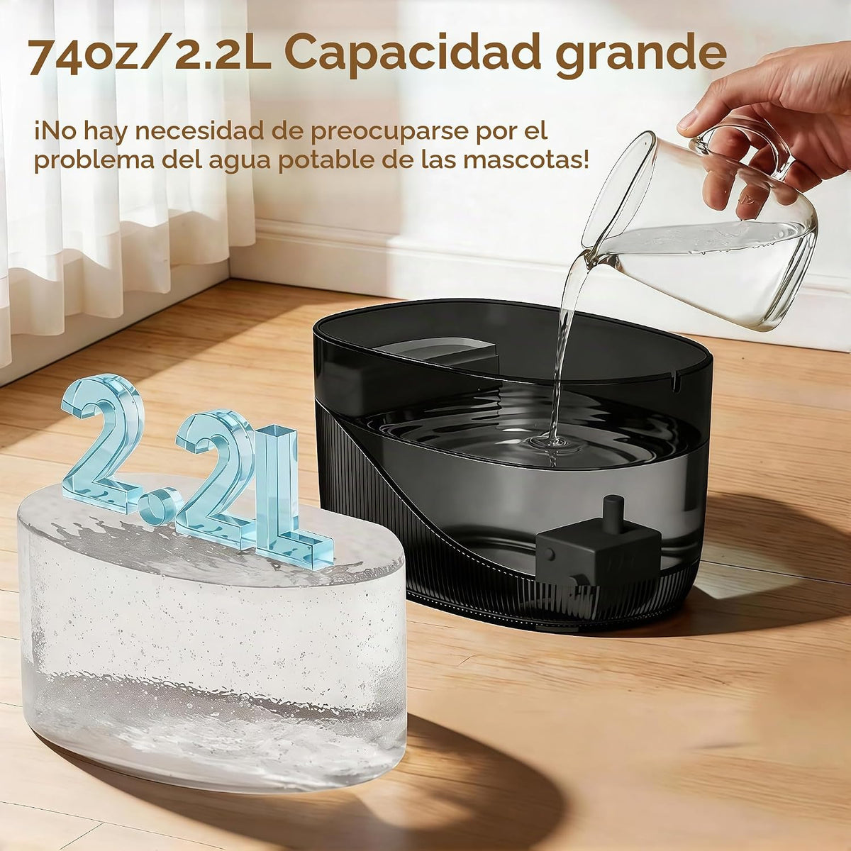 Delightpaw Fuente de agua para gatos, 74 oz\/2.2 L, fuente de agua...