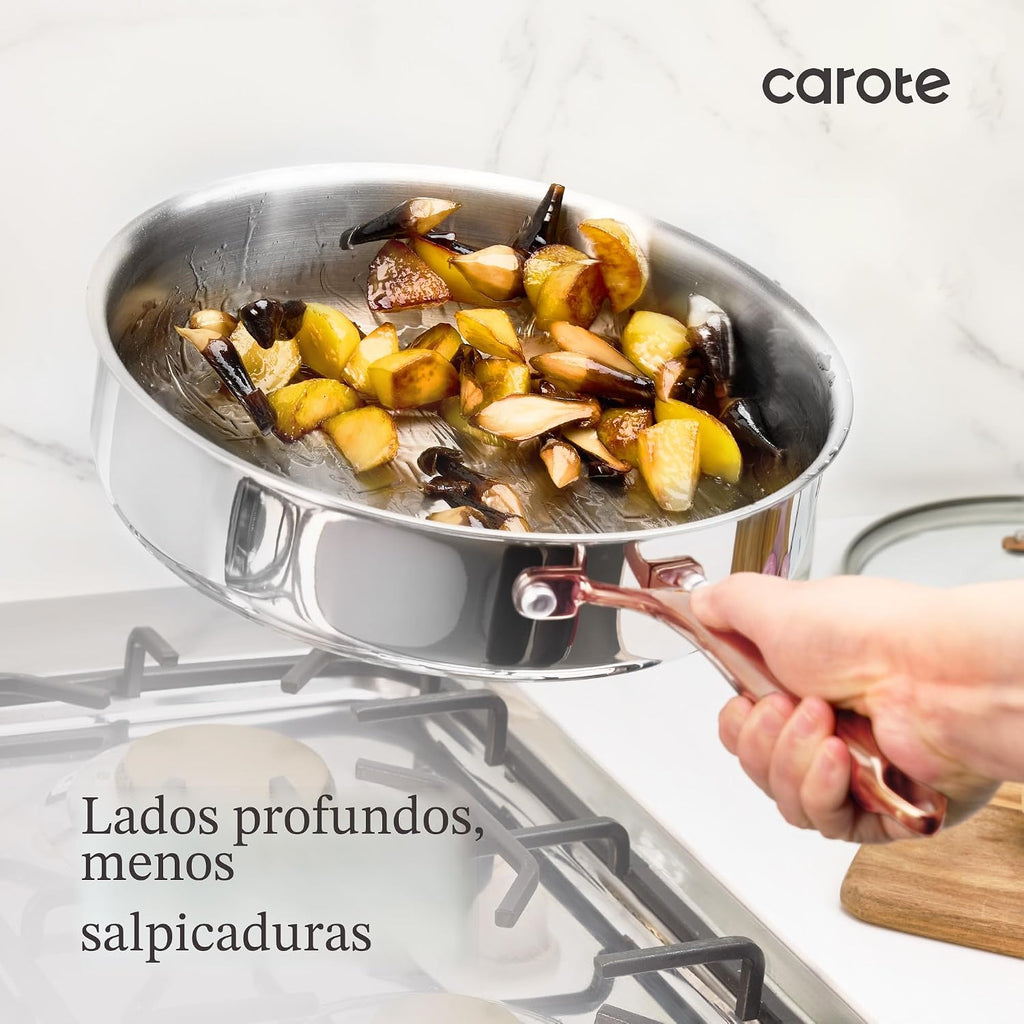 CAROTE Sartén de Fritura Profunda de Acero Inoxidable de Tres Capas...
