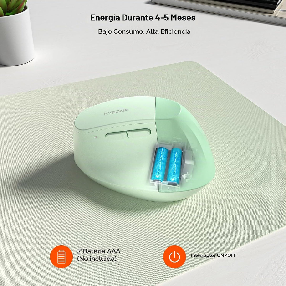 KYSONA EM18 Ratón vertical ergonómico inalámbrico, diseño Ergo, mou...
