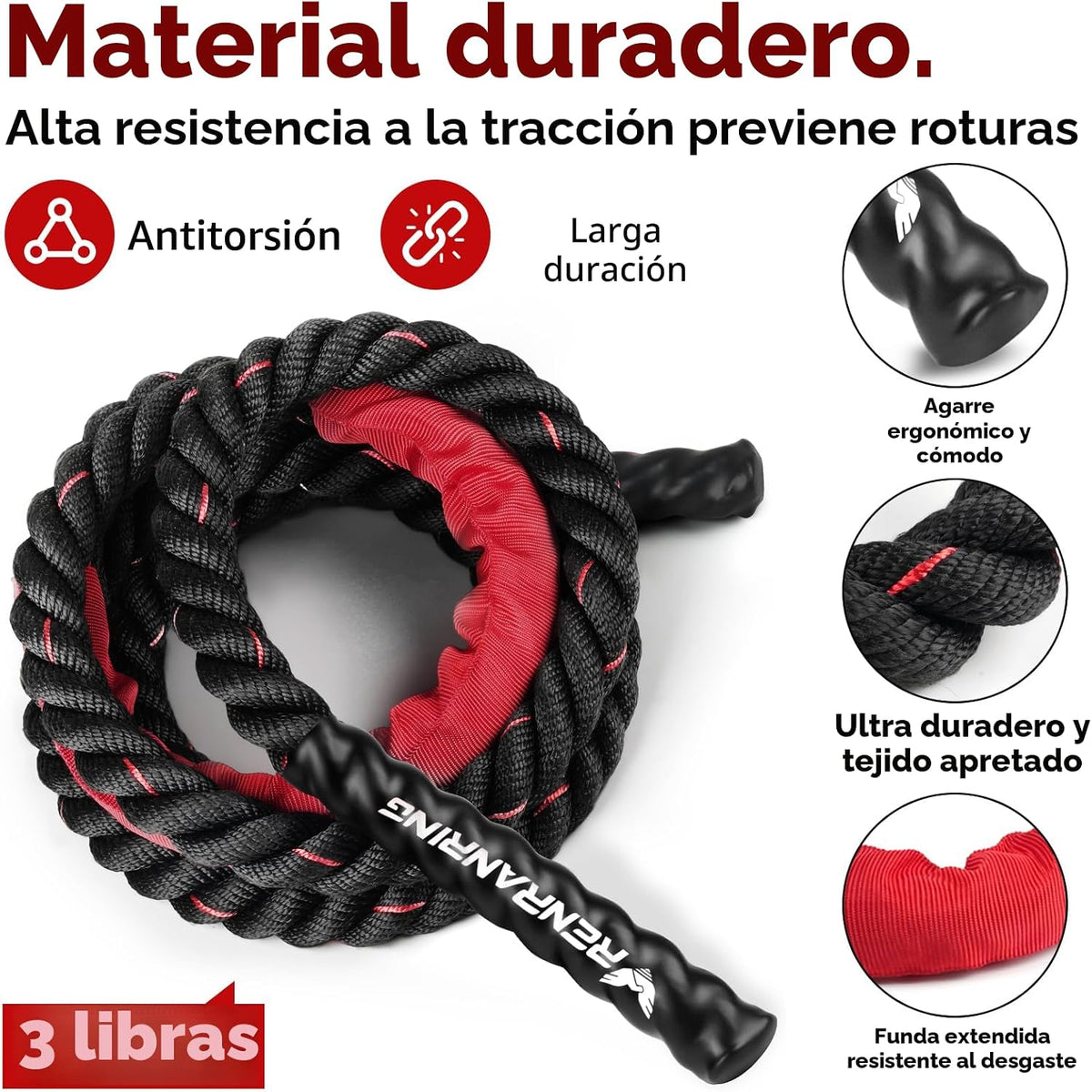 Cuerda de saltar, cuerda de saltar pesada para hombres y mujeres |...