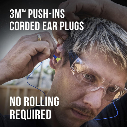 3M Tapones para los oídos con cable Push-Ins, 28 dB NRR, tapones pa...