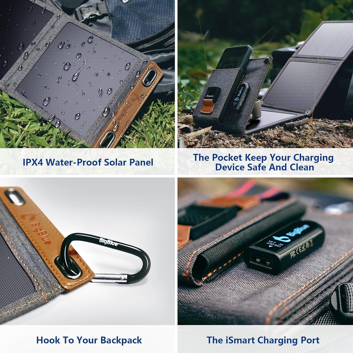 Cargador solar pequeño mejorado: paneles solares BigBlue de 14 W co...