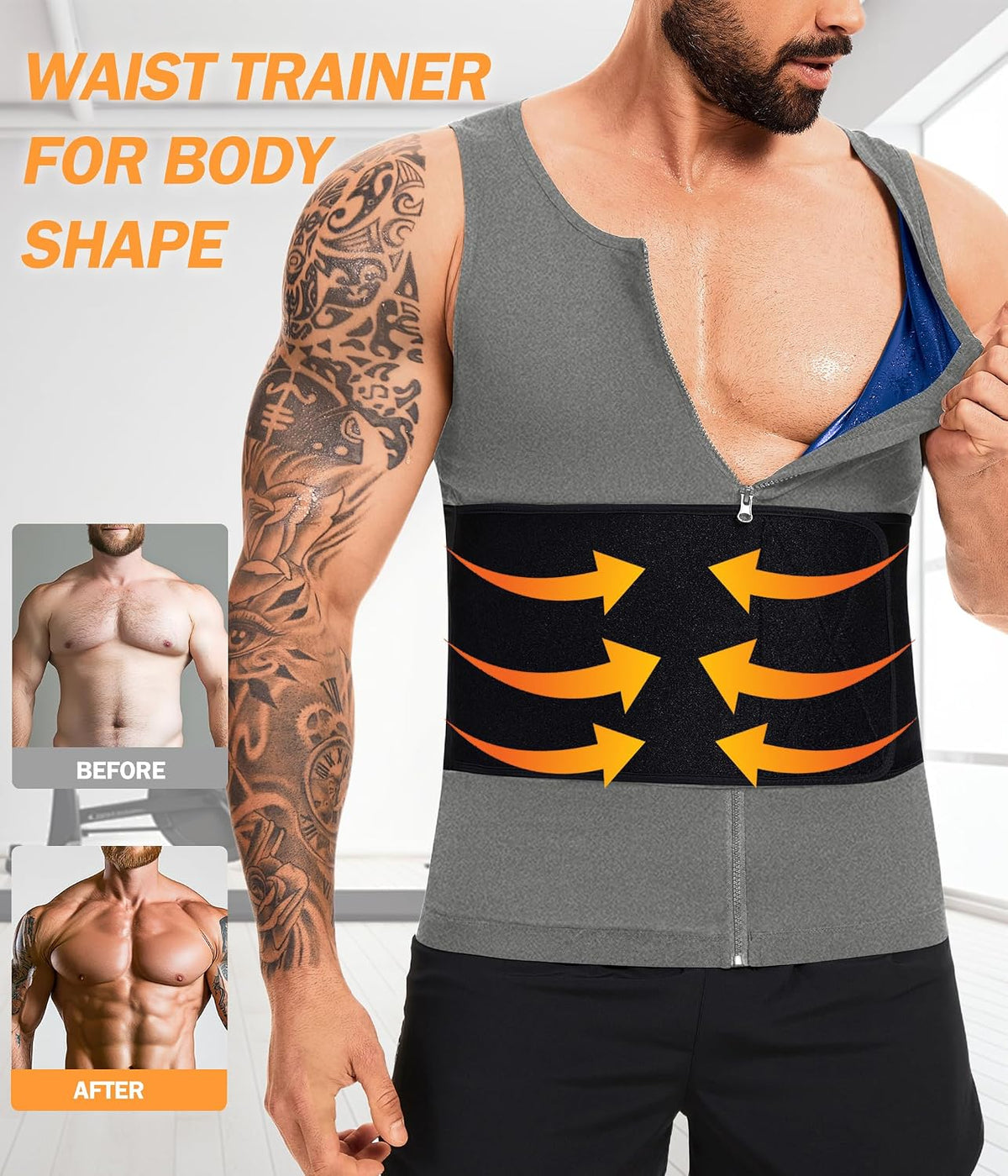 Chaleco de sauna para hombre para entrenamiento de cintura, camisa...