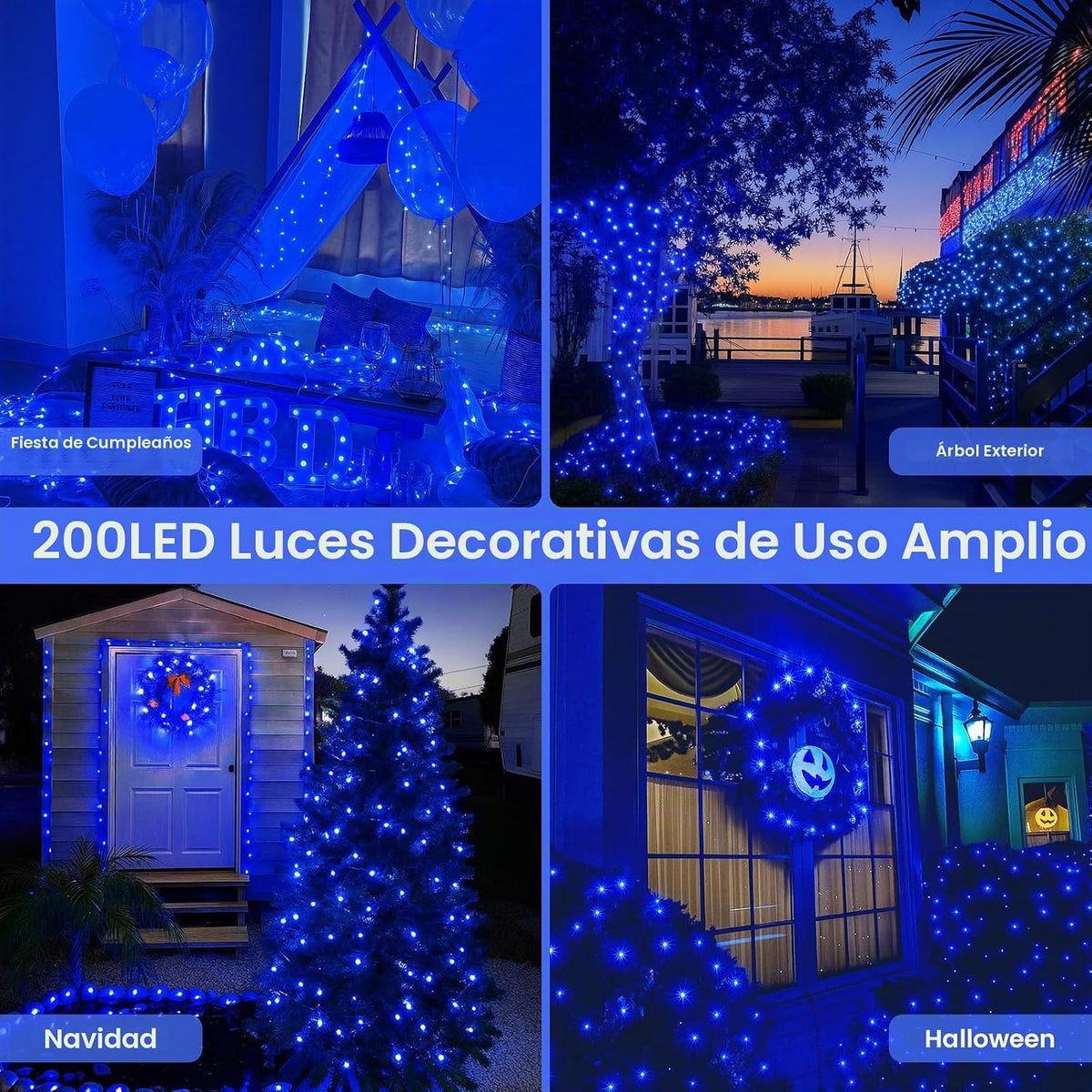 Guirnalda de 200 luces LED conectables, luces de Navidad de 66 pies...