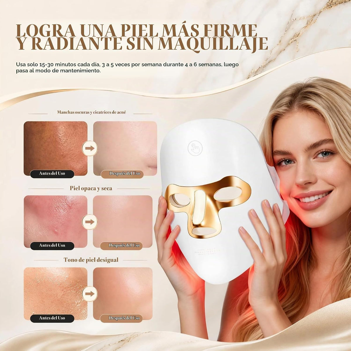 VexlthA Máscara de terapia de luz roja para rostro, máscara facial...
