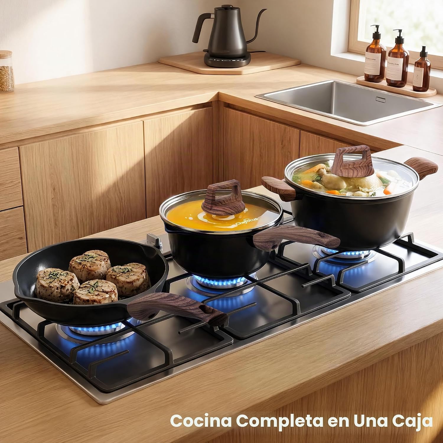 Juego de utensilios de cocina antiadherentes de cerámica de 30 piez...
