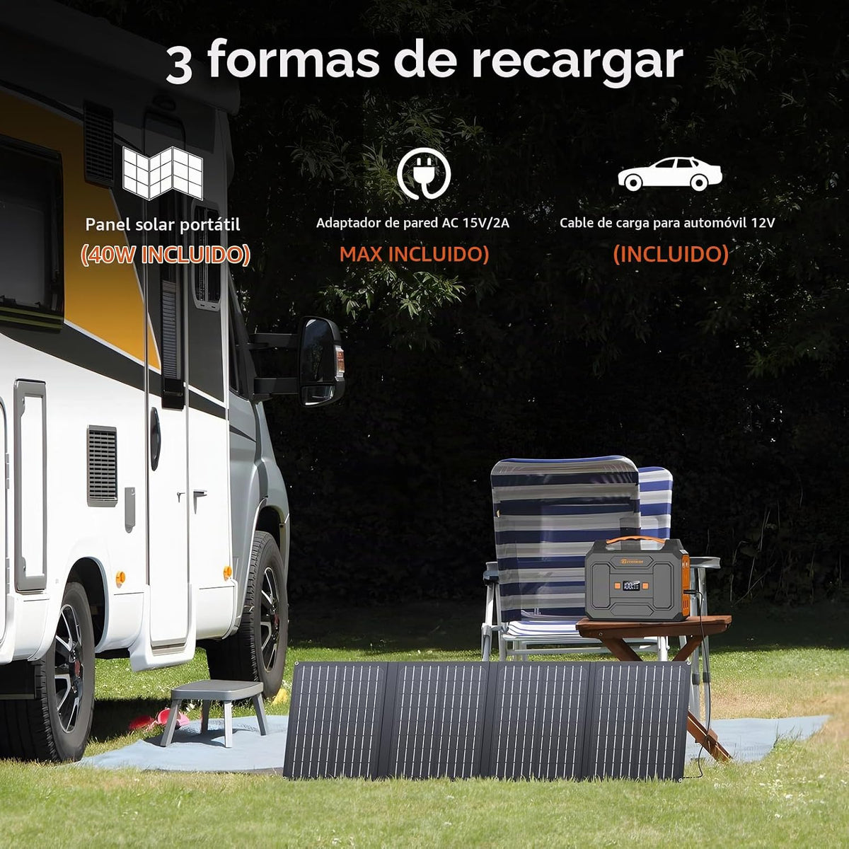 Generador Solar Portátil con Panel, Estación de Energía Portátil de...