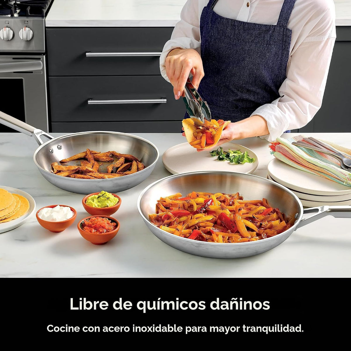 Ninja EverClad - Sartén de acero inoxidable de grado comercial de 2...