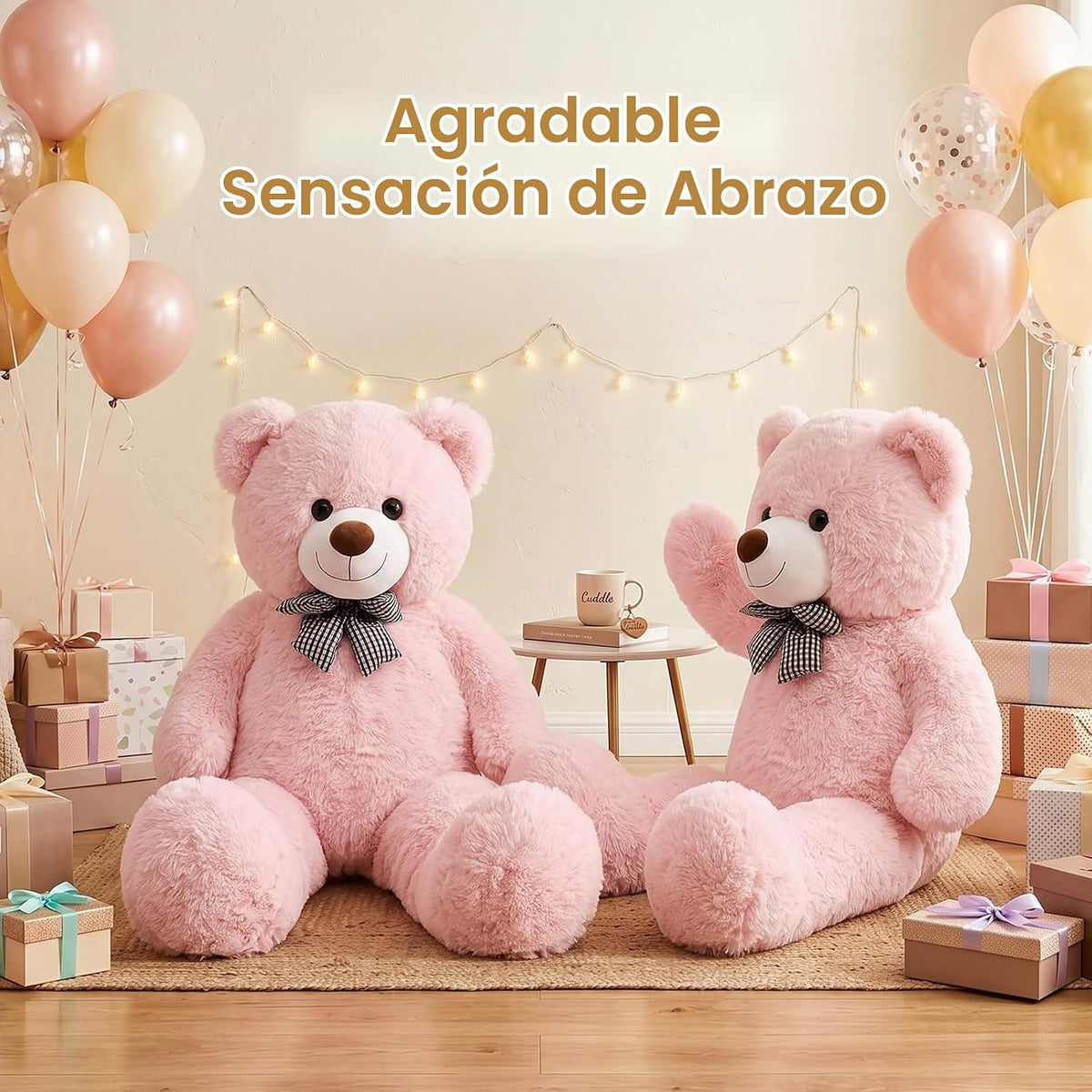 pelzutm Oso de peluche gigante rosa, animal de peluche grande de 47...