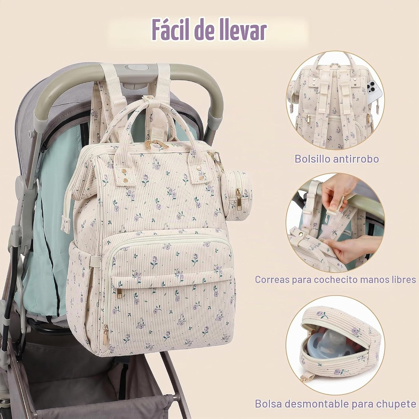 Lrenagao Mochila para pañales de bebé para mamá y papá, bolsa de pa...