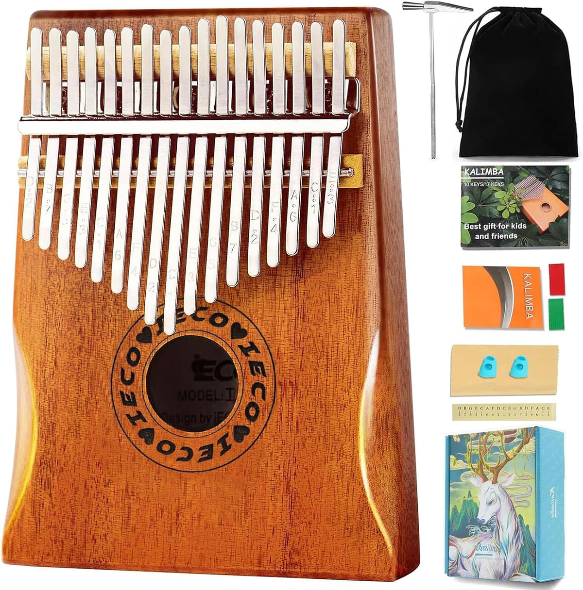 Kalimba - Piano de pulgar portátil de 17 teclas, regalo para adulto...