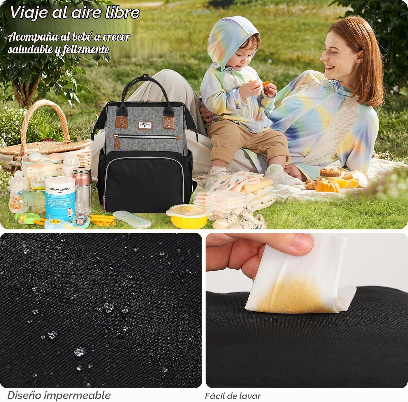 SUPROMOMI Mochila para pañales: bolsa de bebé grande para niños y n...