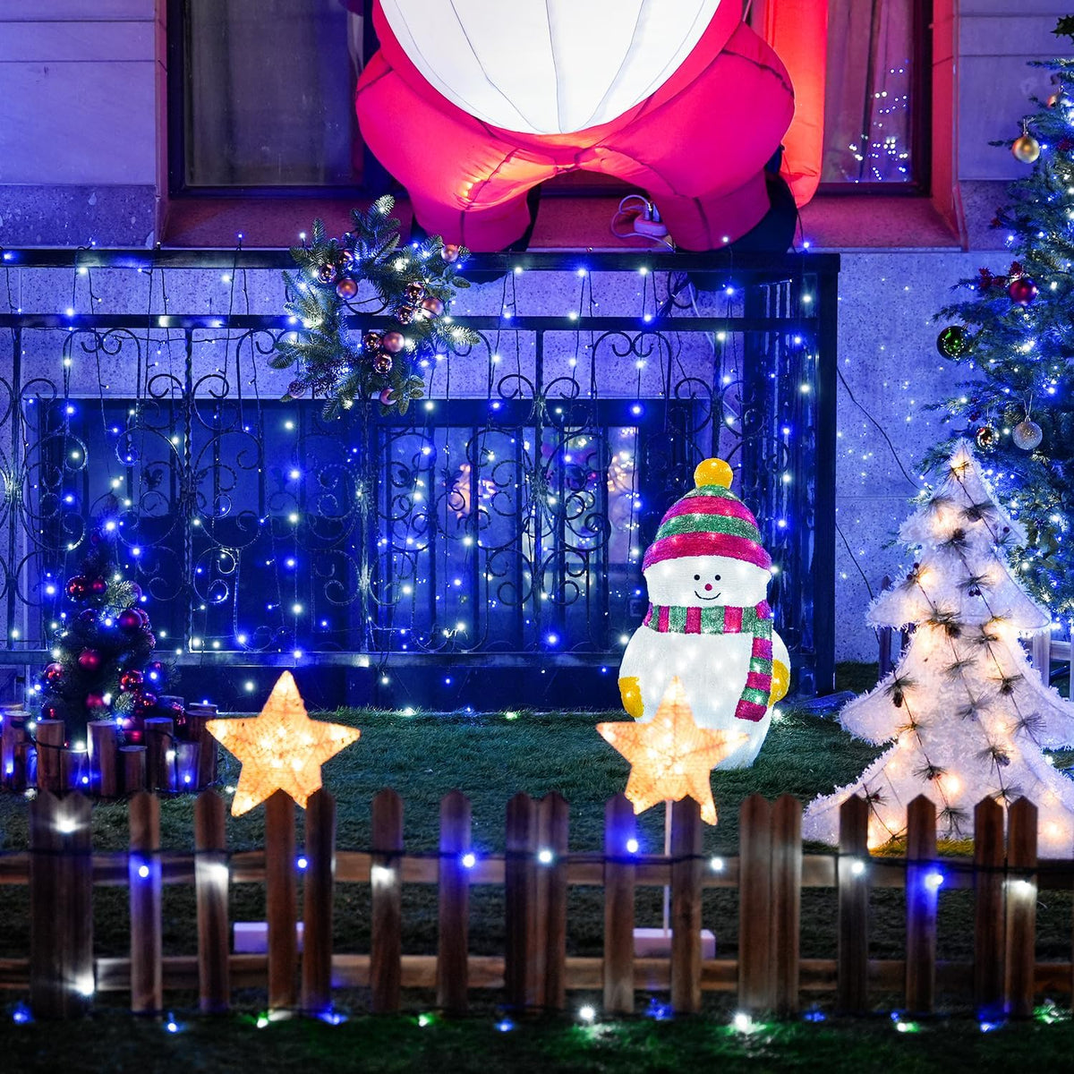 JMEXSUSS - 250 luces LED de Navidad azules y blancas, tira de luces...