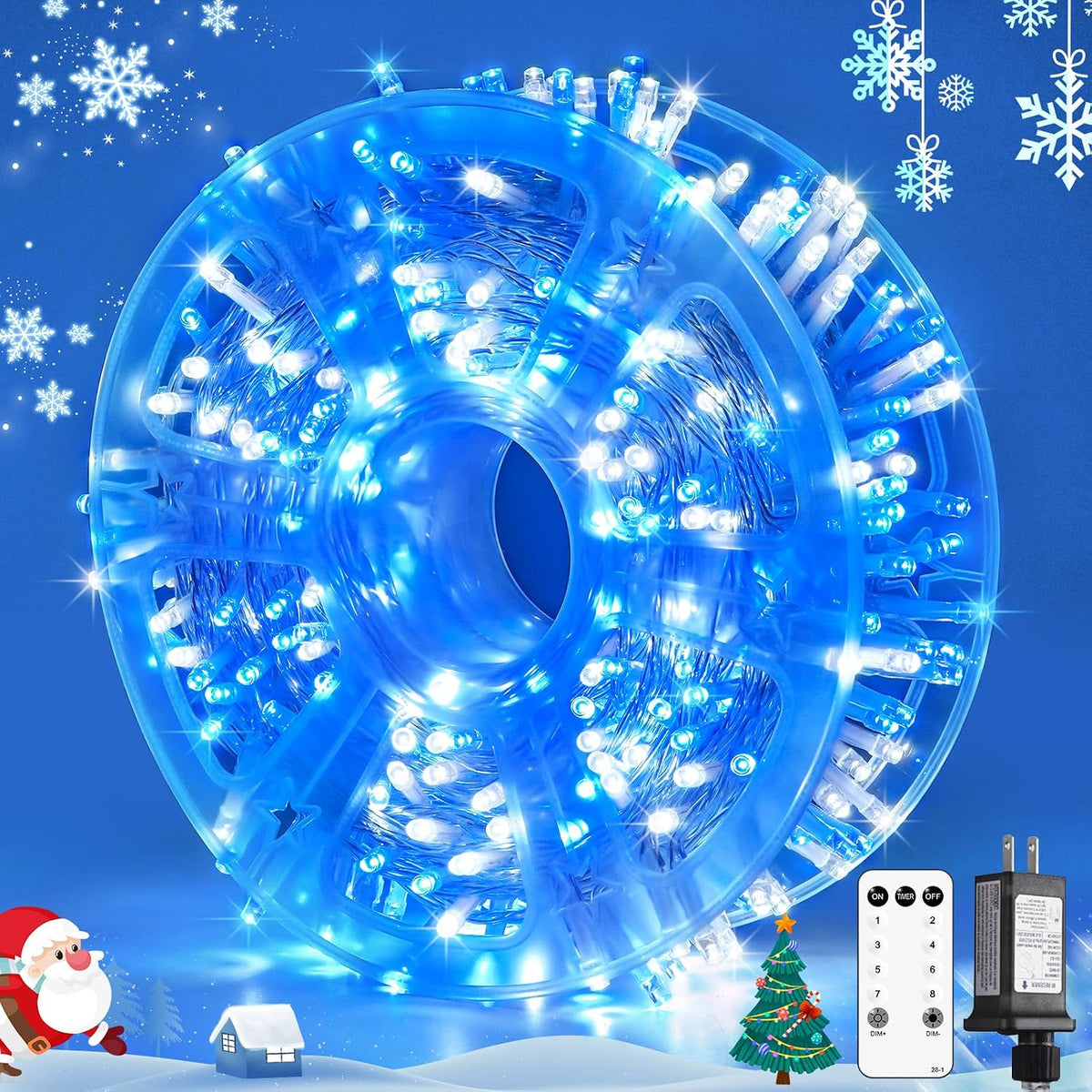 JMEXSUSS 400 LED Luces Navideñas Azules y Blancas Interior Exterior...