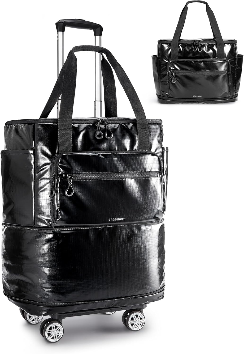 BAGSMART Bolsa de viaje enrollable con ruedas, 48L Equipaje de mano...