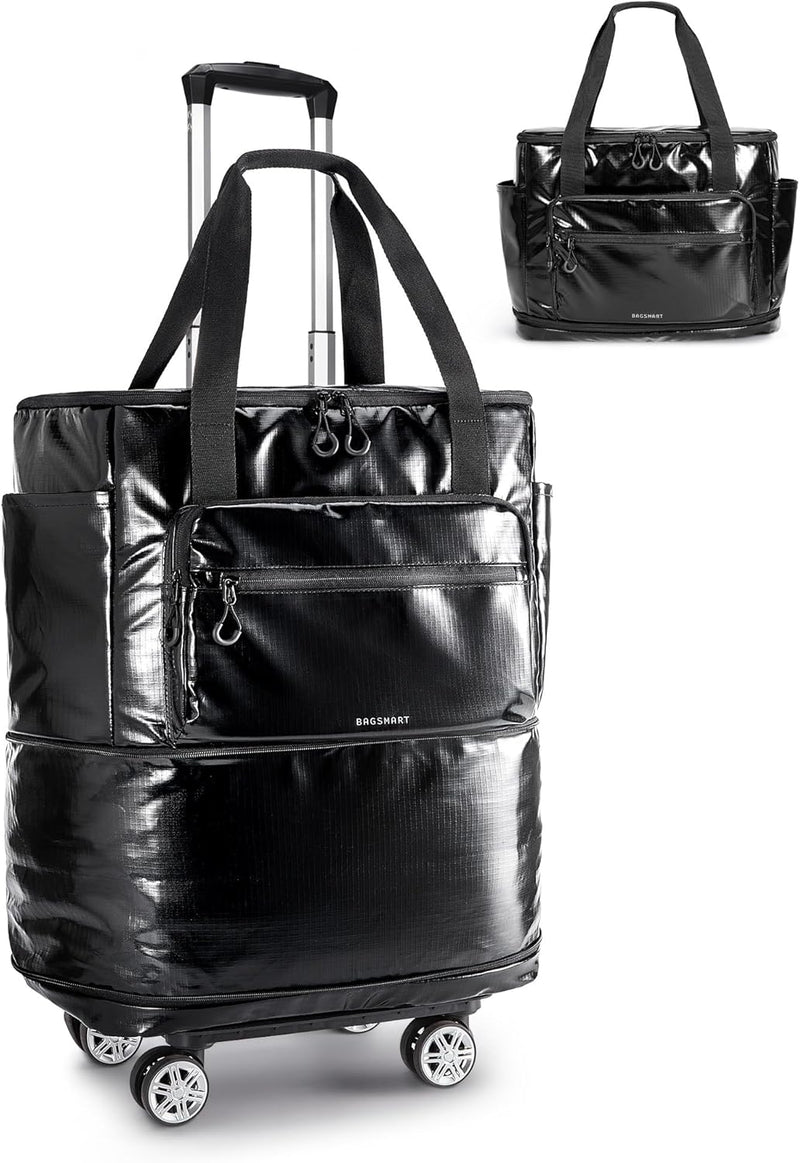 BAGSMART Bolsa de viaje enrollable con ruedas, 48L Equipaje de mano...