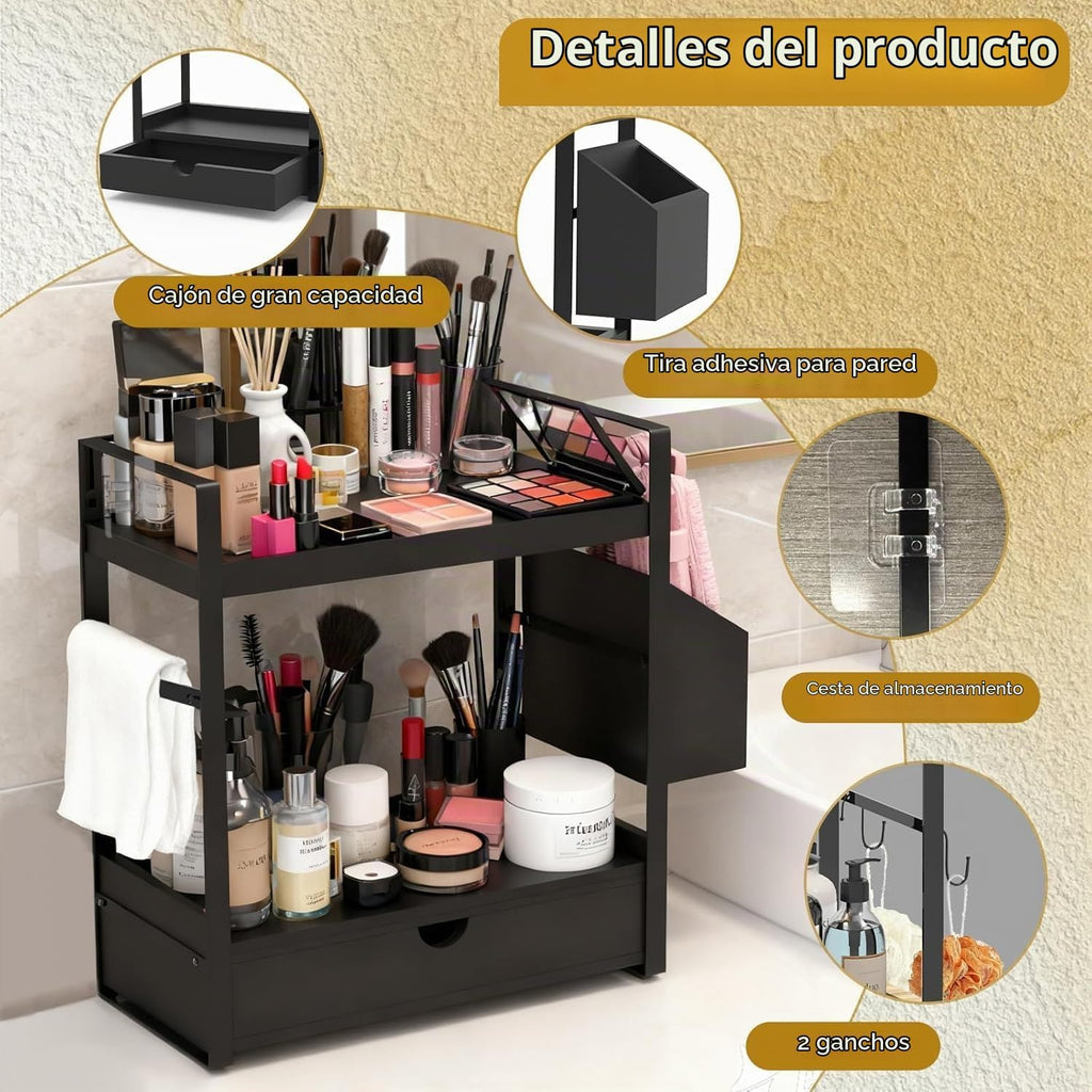 Goliross Organizador y almacenamiento de mostrador de baño con 2 ca...