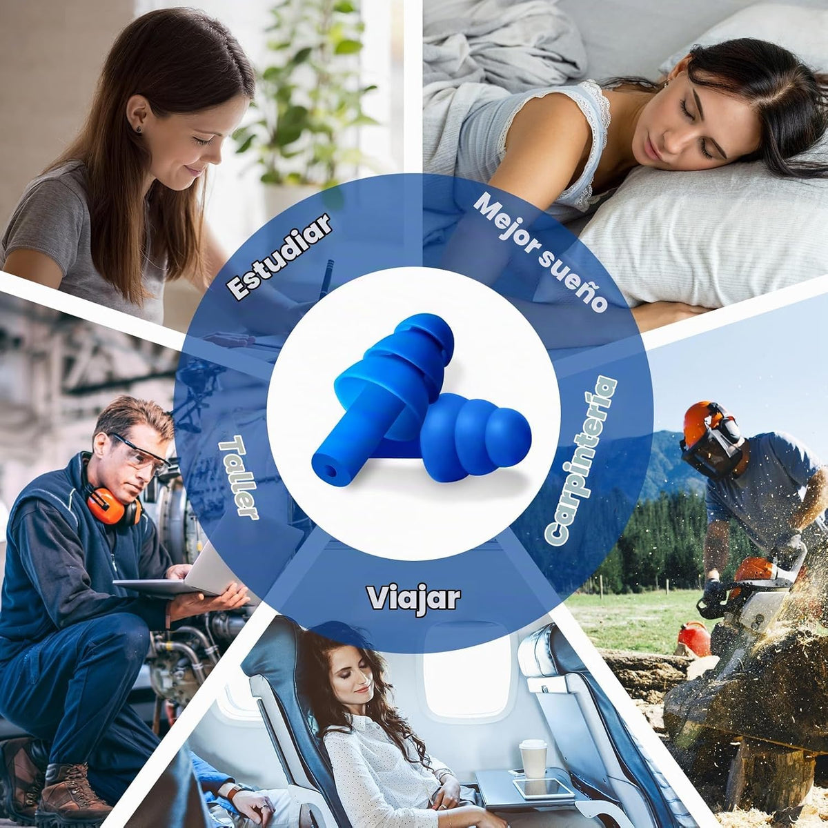 Leffis 100 pares de tapones de silicona reutilizables para dormir c...