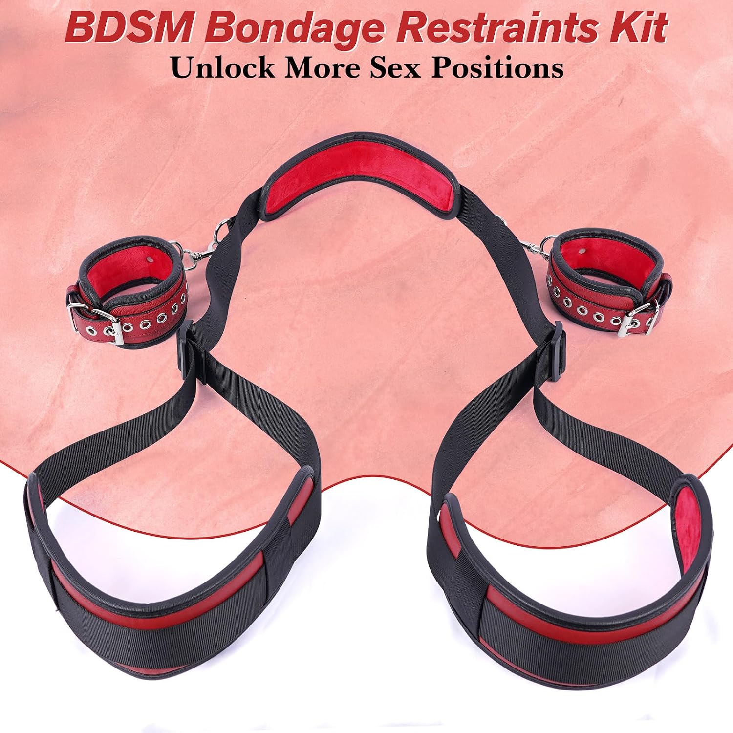Sex Bondage BDSM Kit de restricciones de cama con esposas del cuell...