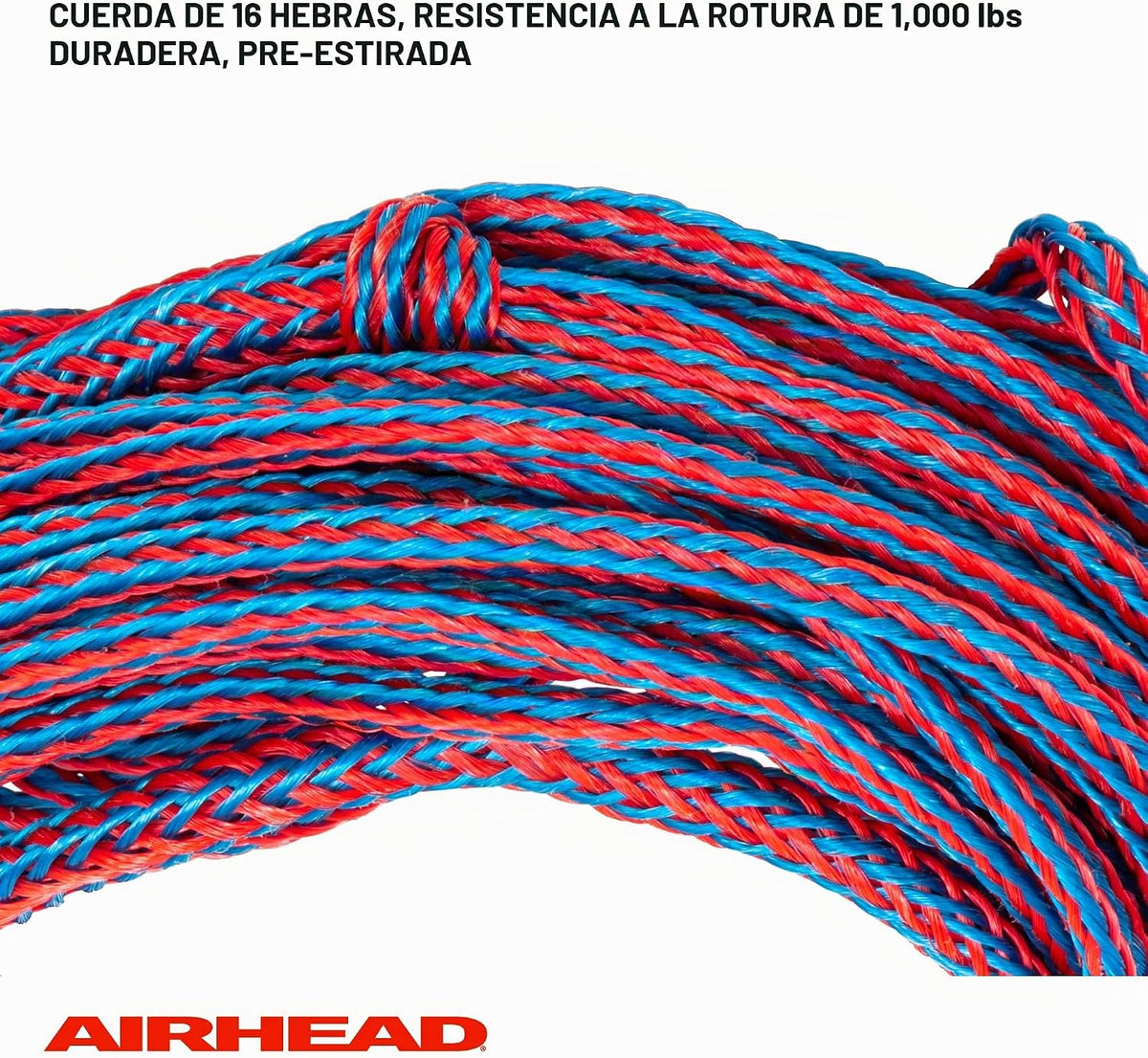 Cuerda de esquí acuático Airhead con mango de goma, 1 sección, 75 pies