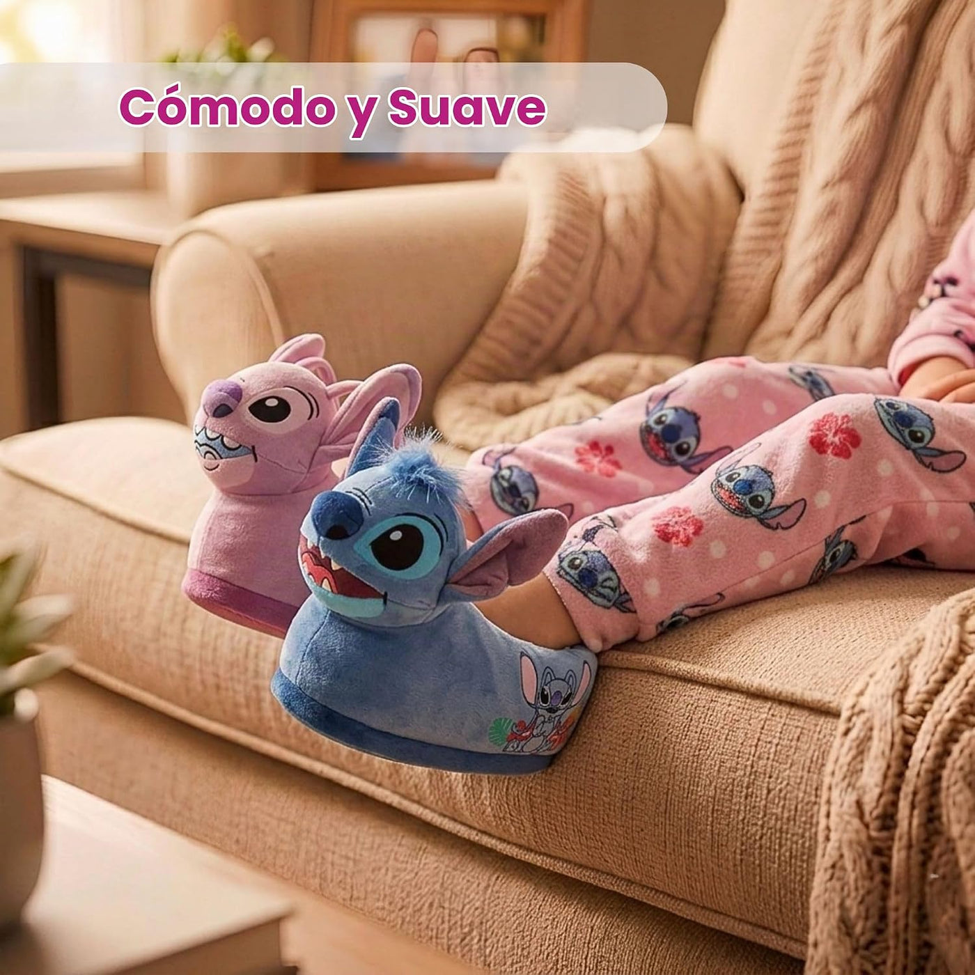 Disney Lilo and Stitch - Pantuflas de felpa para niños y niñas, pan...