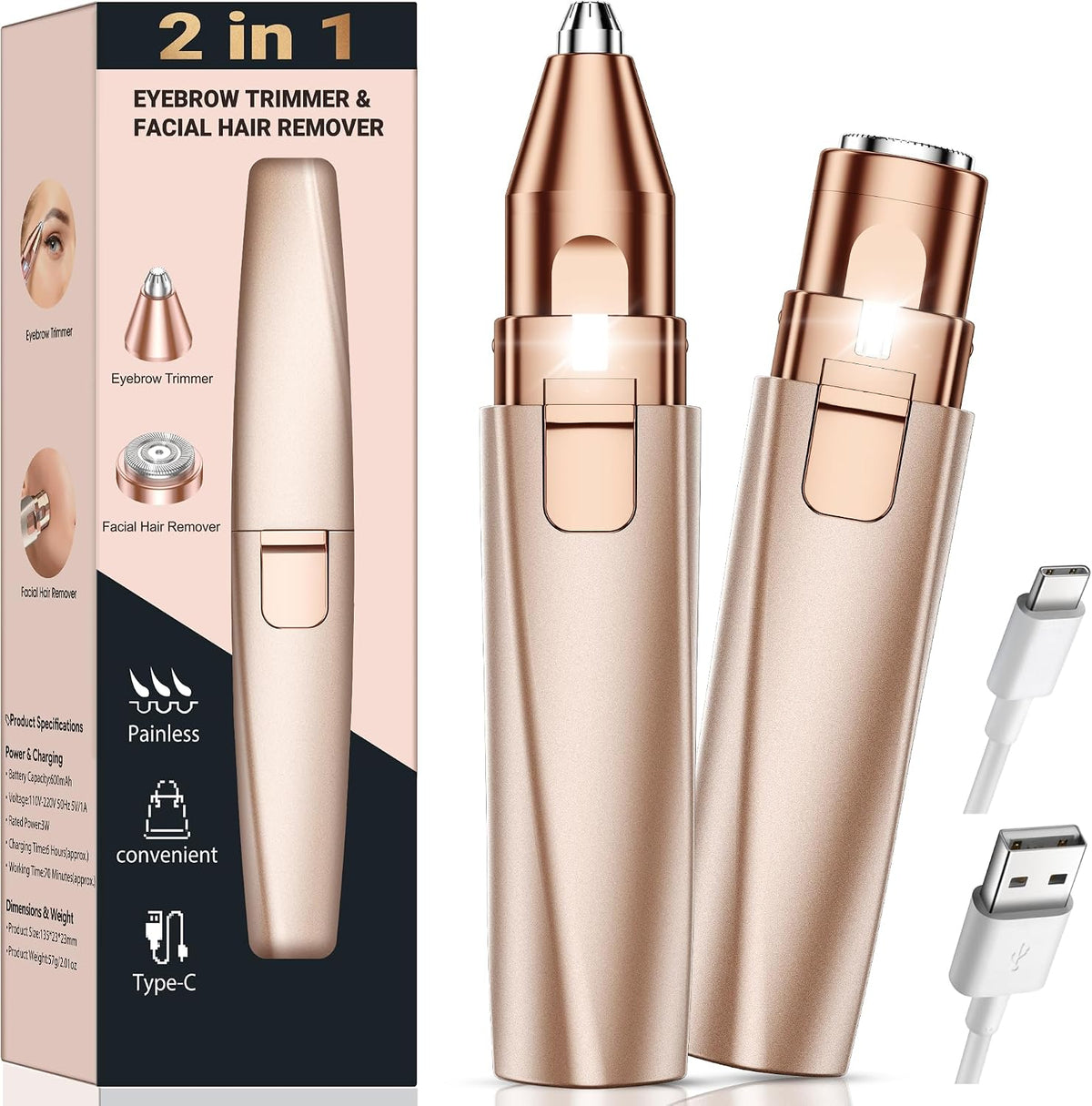 Depiladora y Recortador de Cejas para Mujeres: Afeitadora Facial Re...