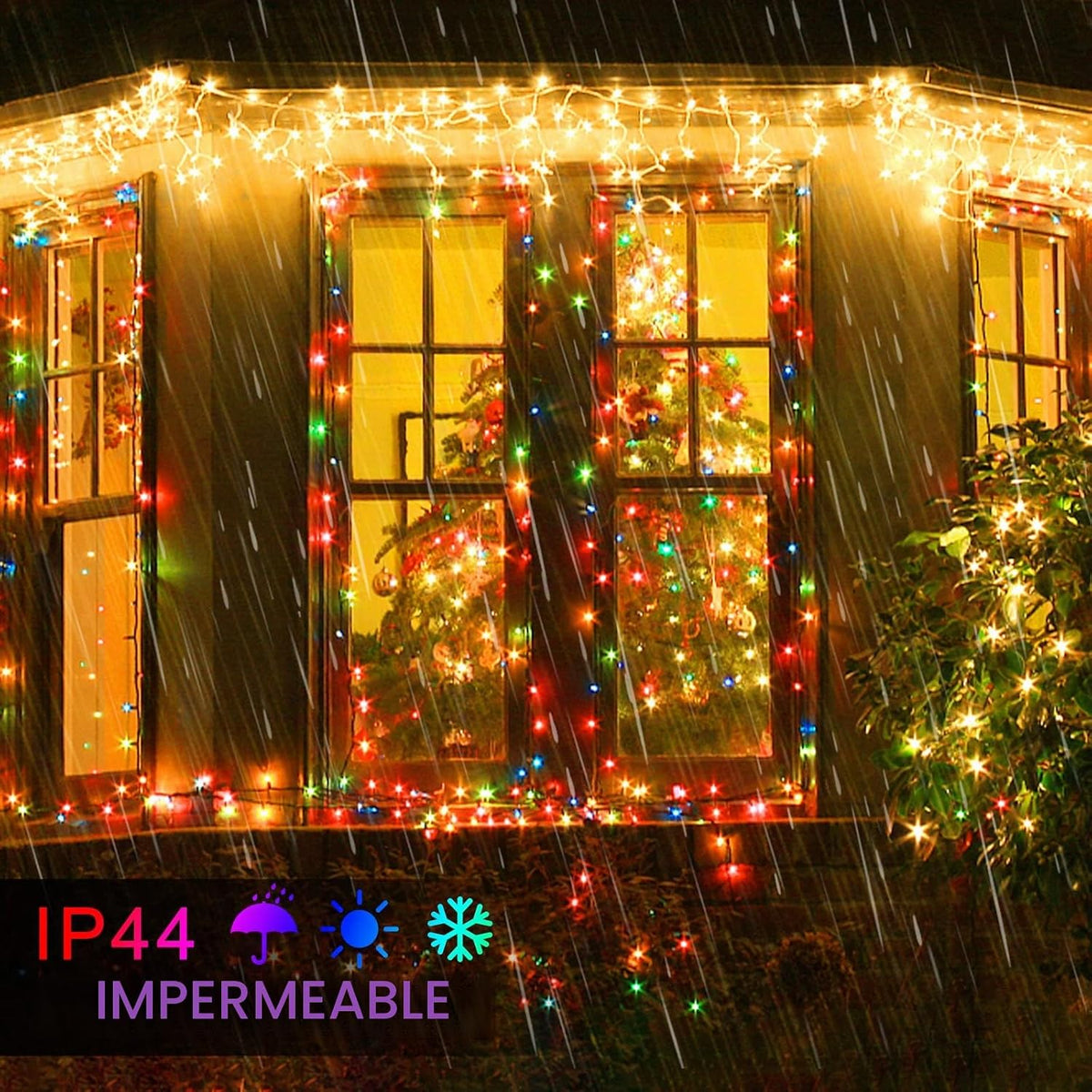 JMEXSUSS Guirnalda de 250 luces LED, luces de Navidad de color blan...