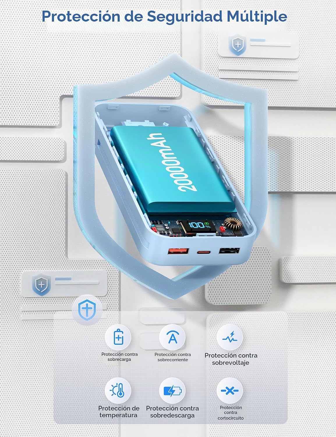 Nusyddy Cargador portátil 20000mAh de carga rápida con enchufe de p...