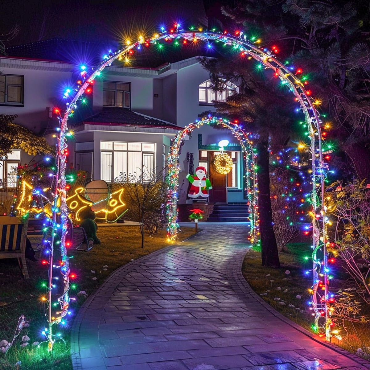 JMEXSUSS 400 luces LED de Navidad de 132 pies para interiores y ext...
