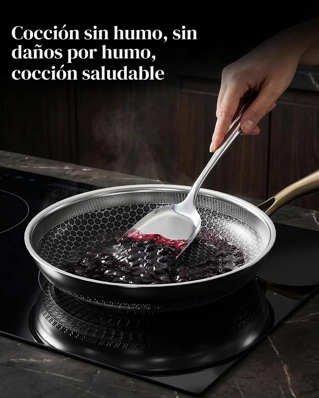 XBM Sartén antiadherente con tapa de 8 pulgadas, sartén de acero in...