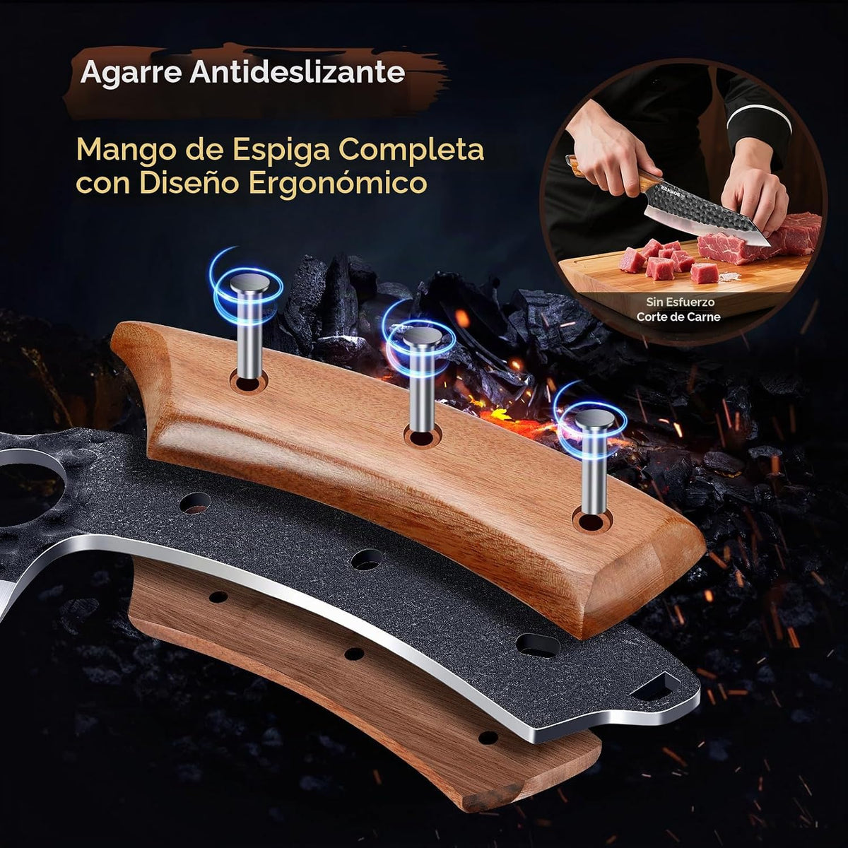 BOMASSFORGE Juego de cuchillos de carnicero de 5 piezas, juego de c...