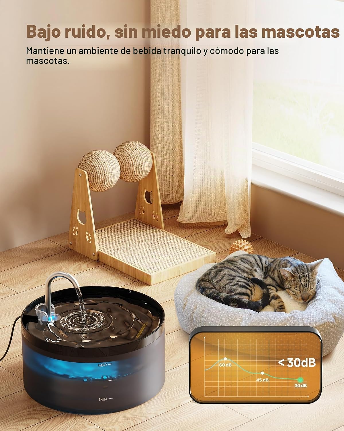 Fuente de agua para gatos: fuente para gatos de 108 oz\/3.2 L, fuen...