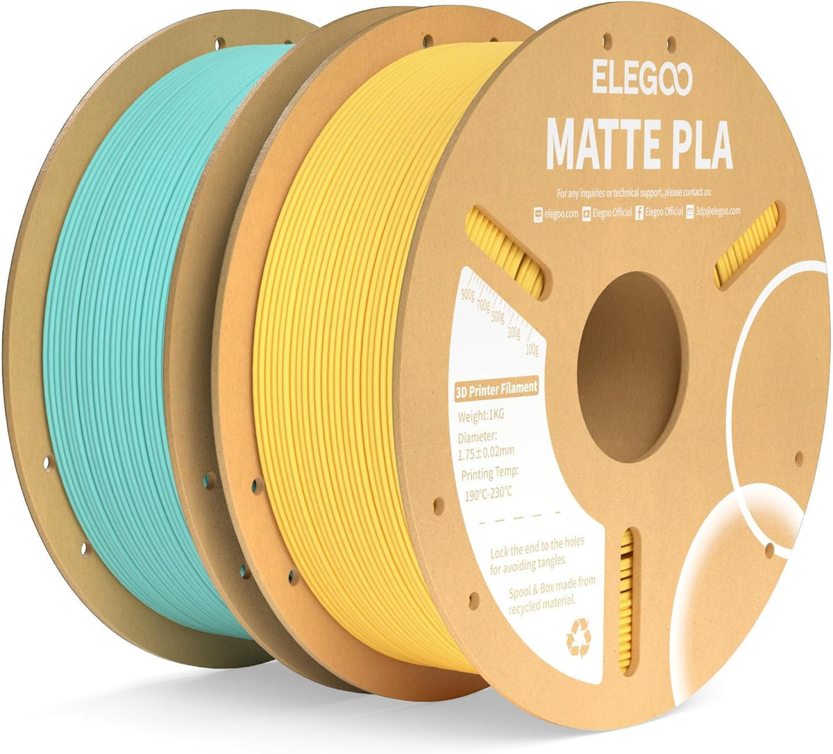 ELEGOO Filamento de impresora 3D PLA mate verde azulado\/amarillo s...