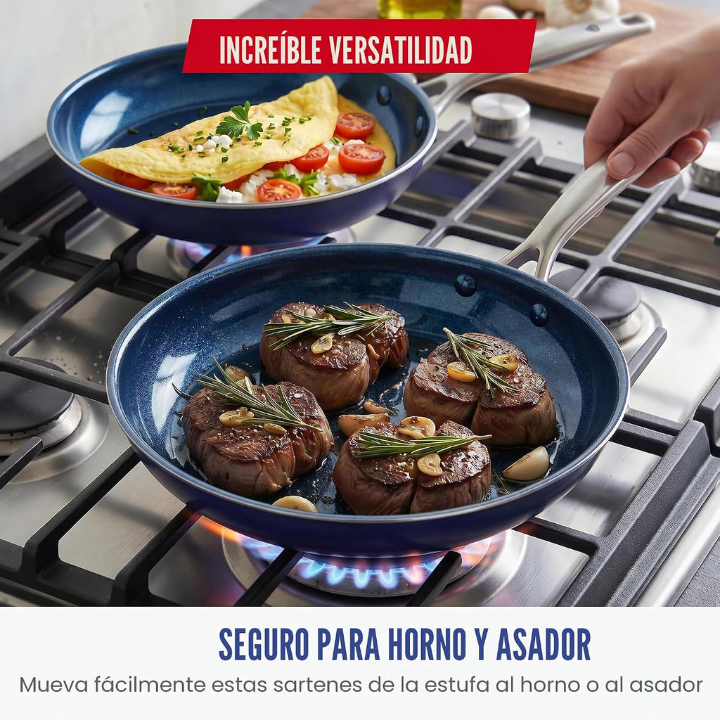 Blue Diamond - Sartén de cerámica antiadherente con infusión de dia...