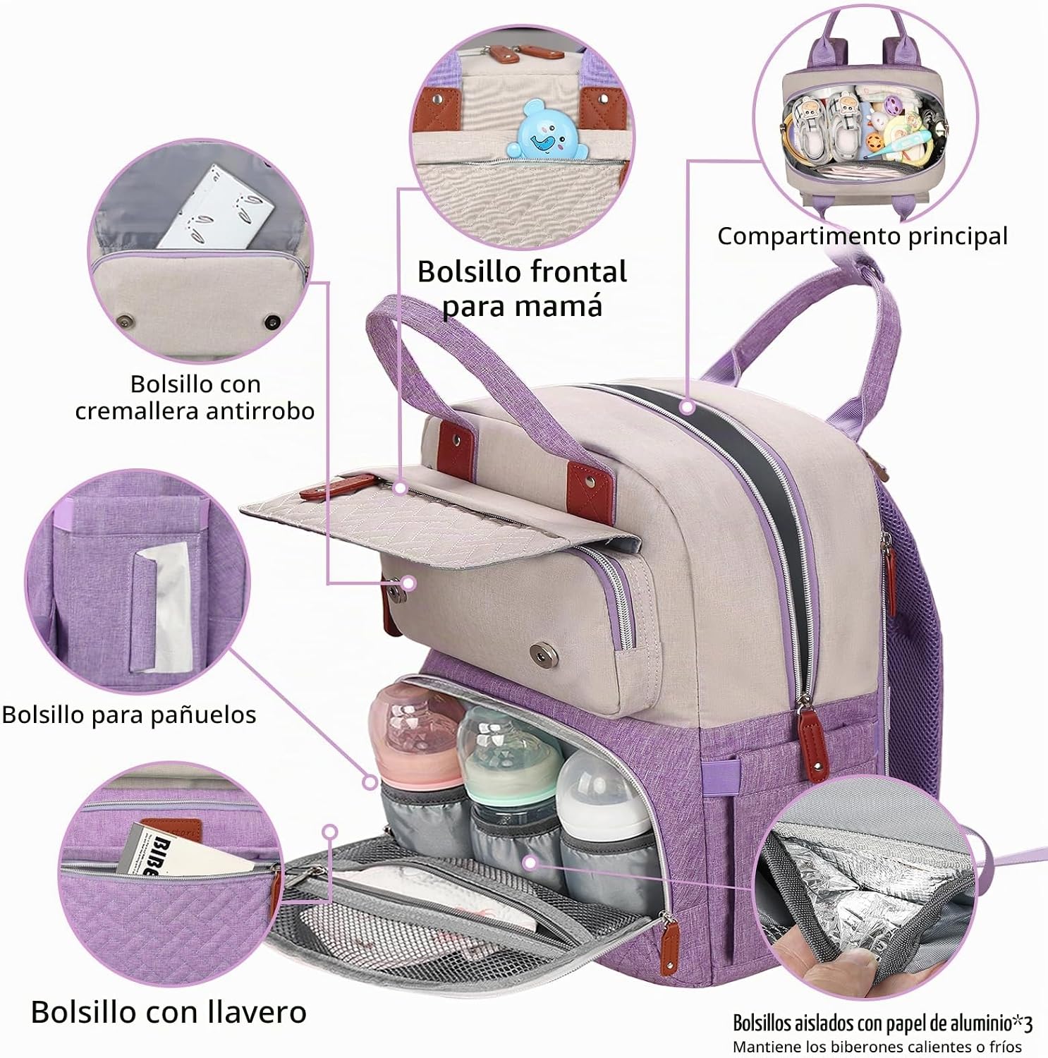 Mochila para pañales, bolsas de bebé unisex grandes para niños y ni...
