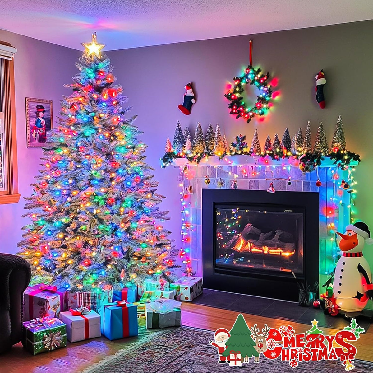 JMEXSUSS 400 luces LED de Navidad de 132 pies para interiores y ext...