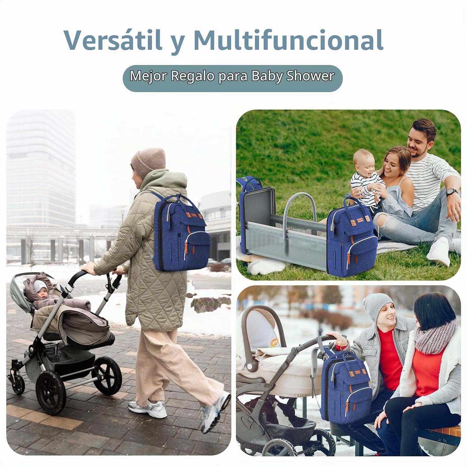 ISMGN - Mochila para pañales con cambiador, bolsa de bebé para mamá...