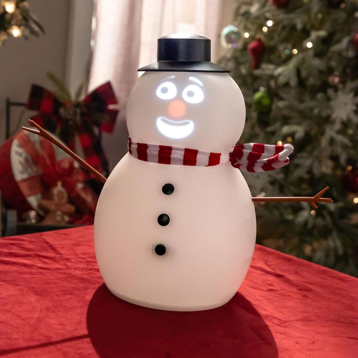 FrostByte Muñeco de nieve animado parlante con proyector y altavoz...