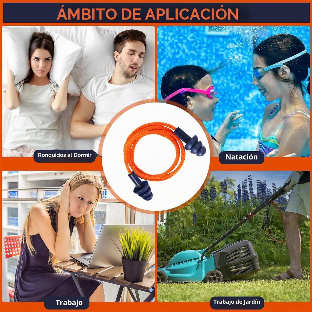 Xuhal - 200 pares de tapones de silicona con cable, color azul mari...