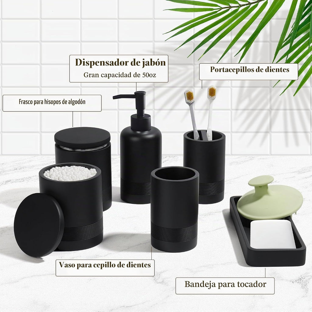 Conjunto de accesorios de baño, juego de accesorios de baño de 6 pi...