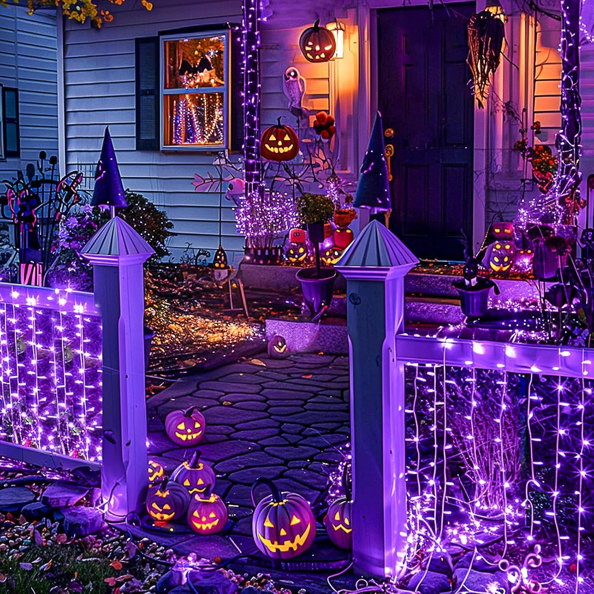 JMEXSUSS 200 luces LED de Halloween para interiores y exteriores, g...