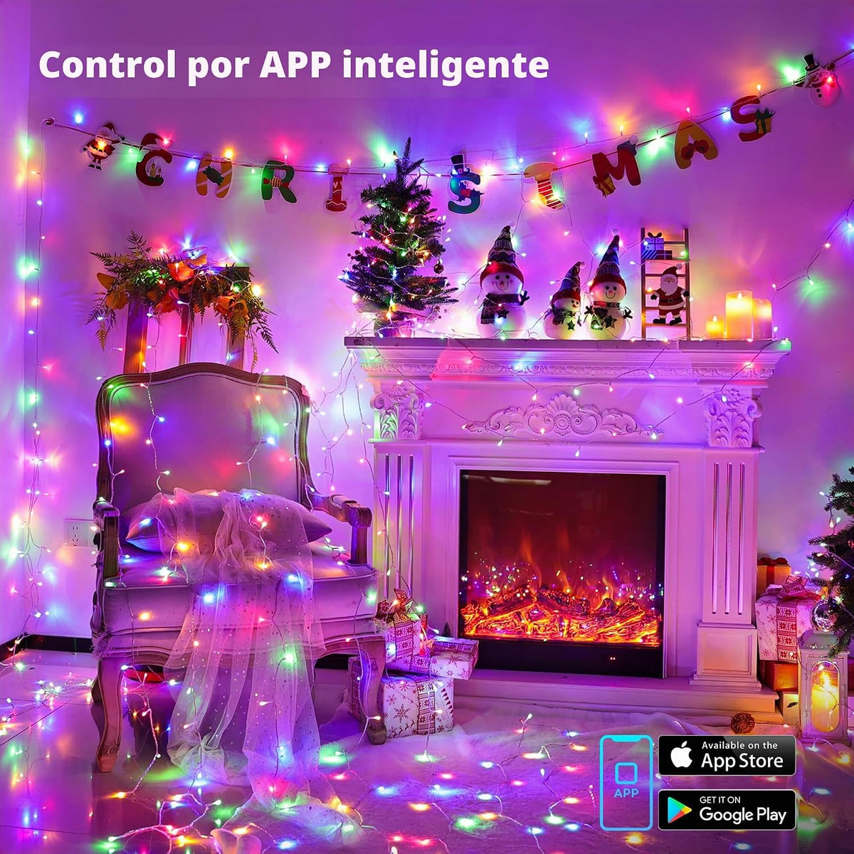 BrizLabs Luces de Cadena Inteligentes de Navidad, 115 pies, 300 LED...