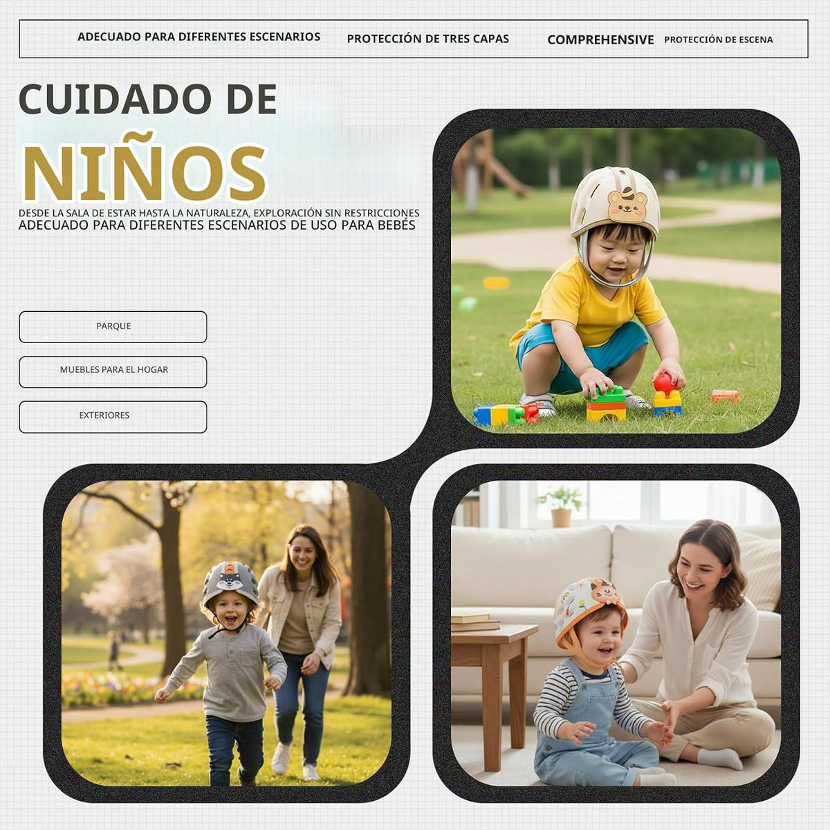 Casco de protección para la cabeza del bebé, ultraligero, suave, aj...