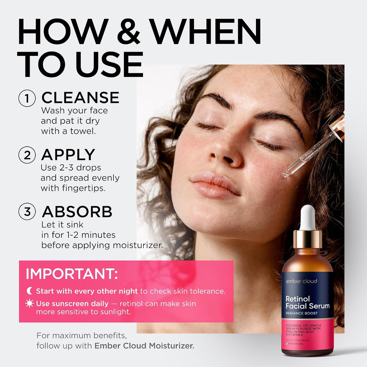 Ember Cloud - Suero de retinol para rostro con ácido hialurónico y...