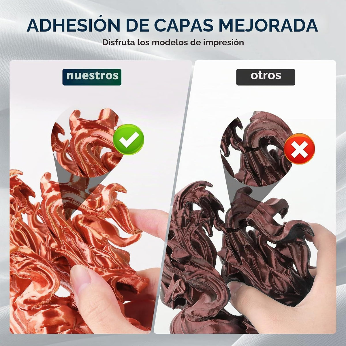 ERYONE Filamento de ácido poliláctico (PLA) de seda bicolor para im...