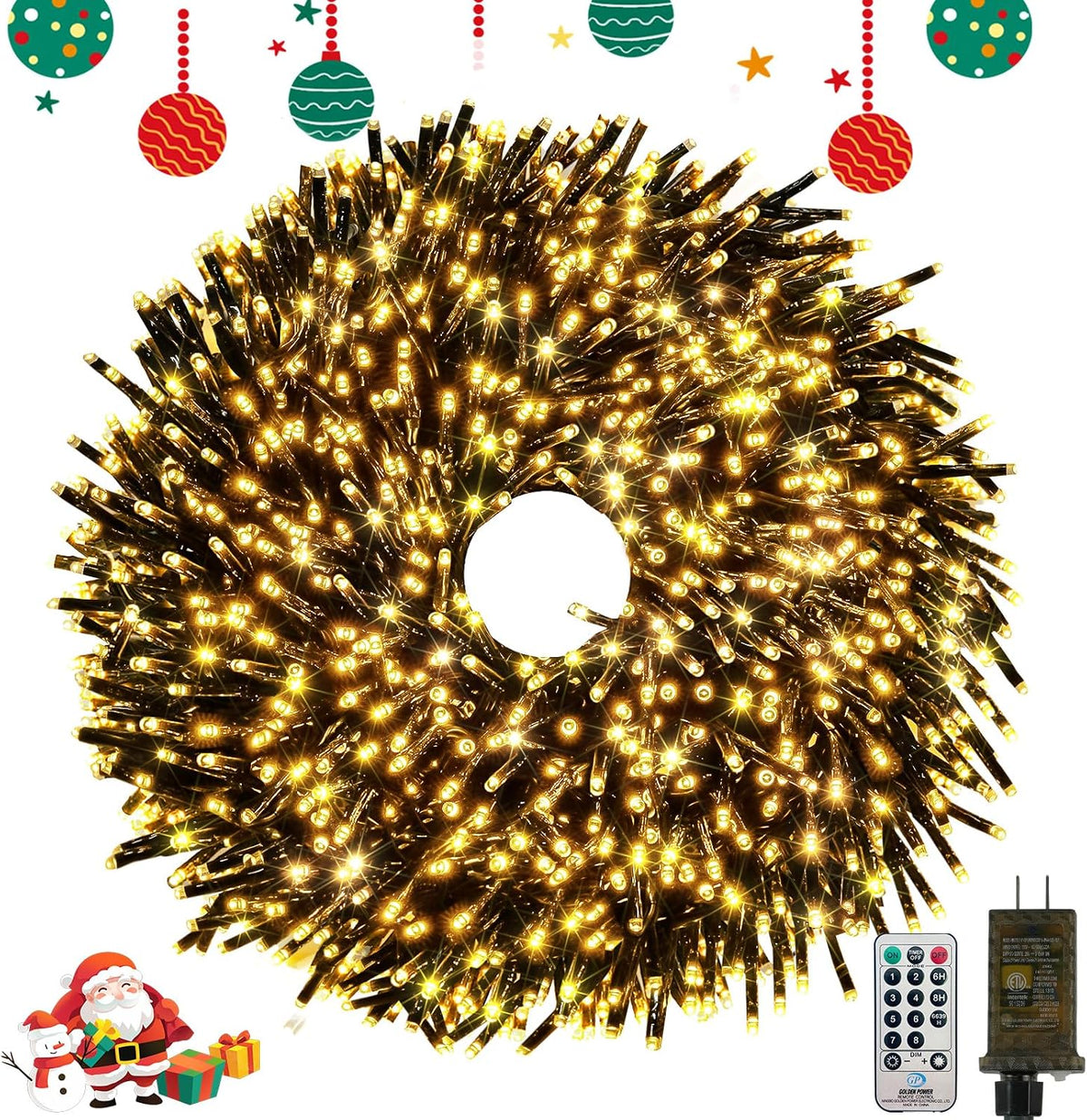 Luces de racimo de Navidad de 75 pies, 1500 luces LED con control r...