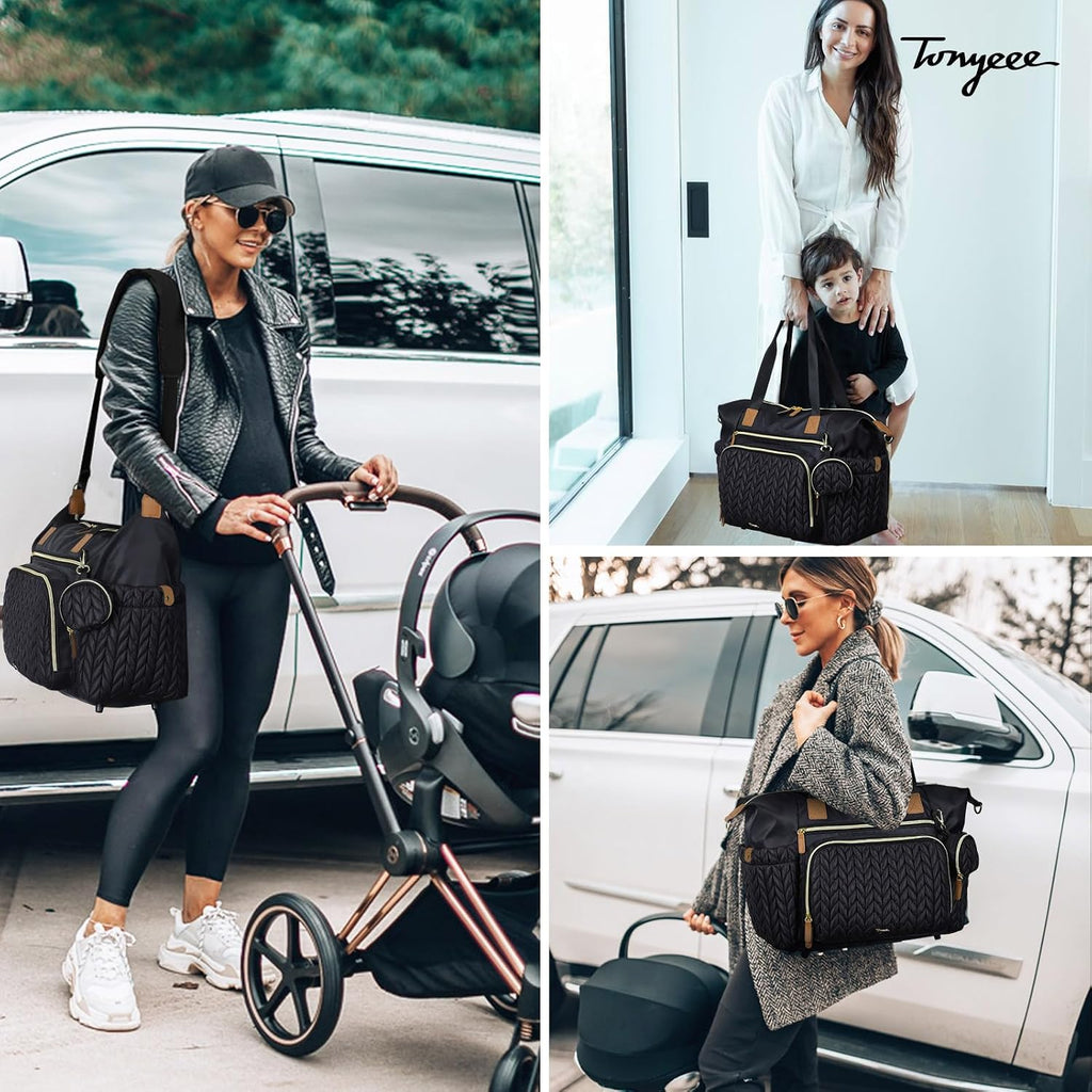 Tonyeee - Bolso para pañales, gran bolsa de pañales impermeable, bo...